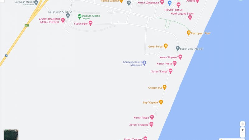 Карта на хотели в Албена